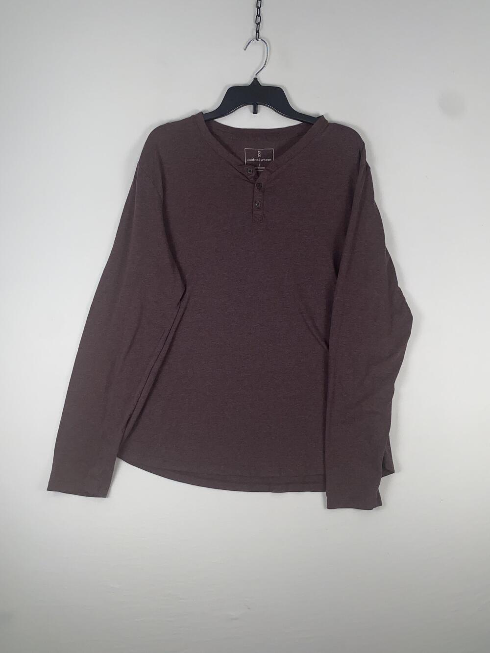 Mutual Weave Shirt Mens Large Purple Solid Long Sleeve Tagless Henley Top